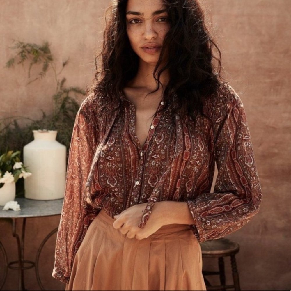 [Doen] Camina Top Earth Mandevilla Vine Floral Print